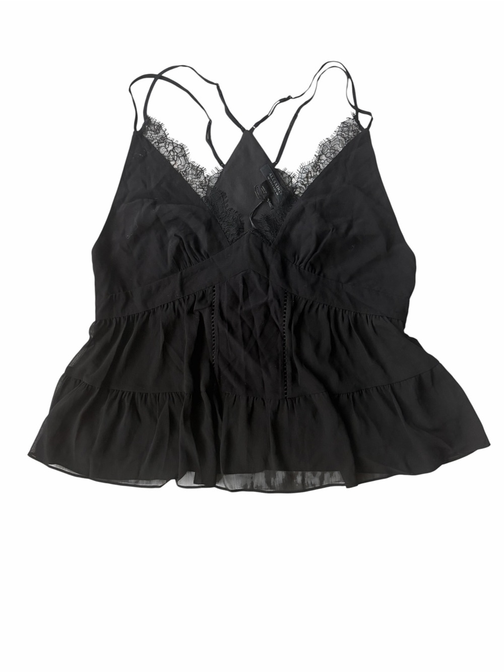 AllSaints Rowan Lace Silk Blend Asymmetrical Peplum Cami 8 NWT - Picture 2 of 9